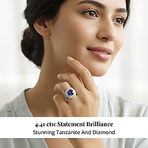 Certified & Appraised Rhapsody AAAA Tanzanite and E-F VS Diamond 6.38 ctw Ring in 950 Platinum (Size 6.0) 10.25 Grams