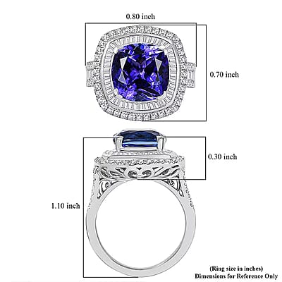 Rhapsody AAAA Tanzanite and E-F VS Diamond 6.38 ctw Ring in 950 Platinum (Size 6.0) 10.25 Grams
