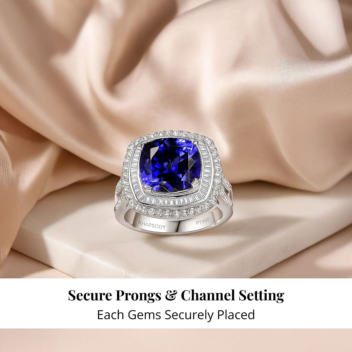 Rhapsody 950 Platinum AAAA Tanzanite, Diamond (E-F, VS) Ring (Size 10.0) (10.25 g) 6.38 ctw image number 4
