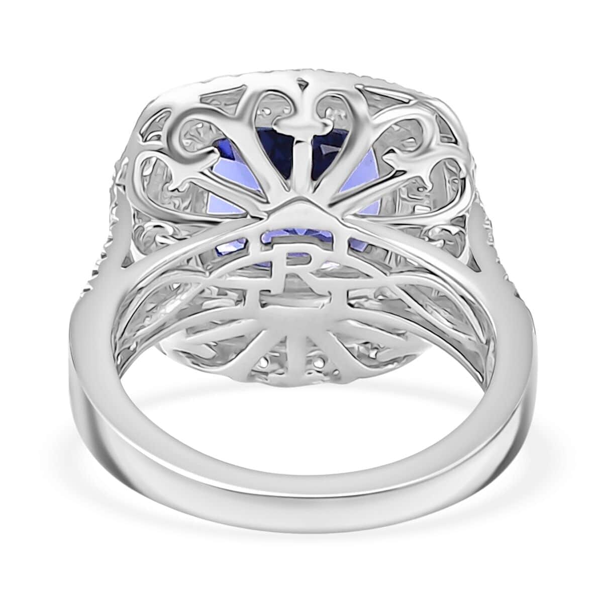 Certified & Appraised Rhapsody AAAA Tanzanite and E-F VS Diamond 6.38 ctw Ring in 950 Platinum (Size 7.5) 10.25 Grams image number 4