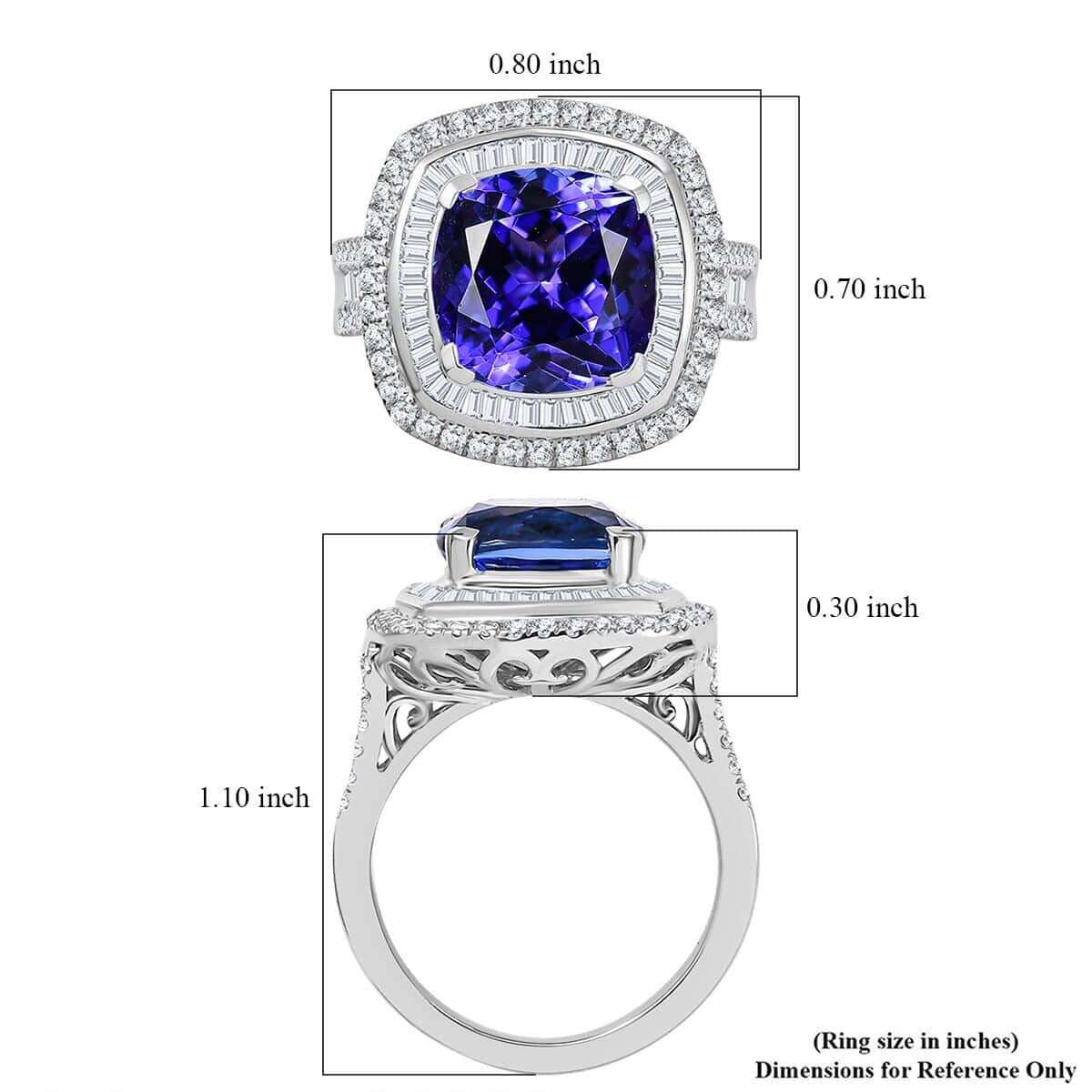 Certified & Appraised Rhapsody AAAA Tanzanite and E-F VS Diamond 6.38 ctw Ring in 950 Platinum (Size 7.5) 10.25 Grams image number 5