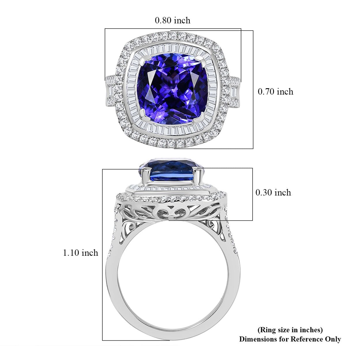 Certified & Appraised Rhapsody AAAA Tanzanite and E-F VS Diamond 6.38 ctw Ring in 950 Platinum (Size 8.0) 10.25 Grams image number 5