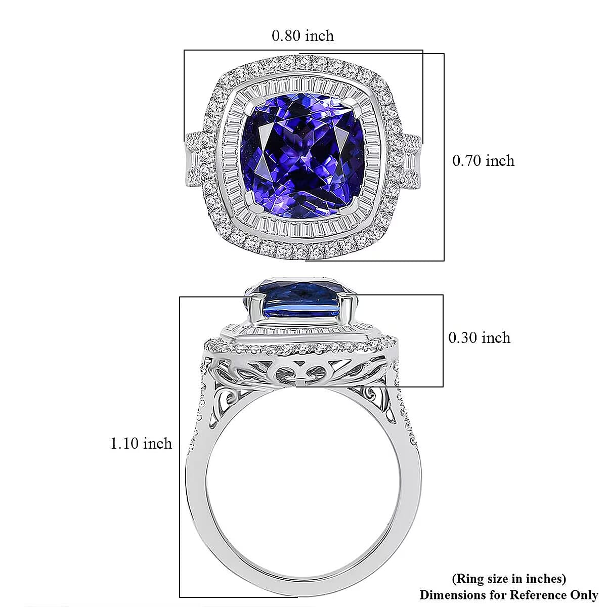  Rhapsody AAAA Tanzanite and E-F VS Diamond 6.38 ctw Ring in 950 Platinum (Size 8.0) 10.25 Grams image number 6