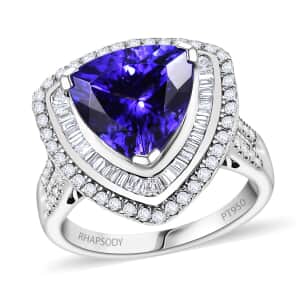 Certified & Appraised Rhapsody AAAA Tanzanite and E-F VS Diamond 6.40 ctw Ring in 950 Platinum (Size 10.0) 11.70 Grams