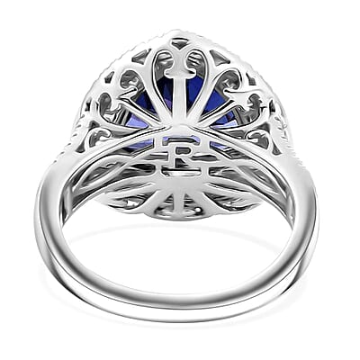 Certified & Appraised Rhapsody AAAA Tanzanite and E-F VS Diamond 6.40 ctw Ring in 950 Platinum (Size 10.0) 11.70 Grams