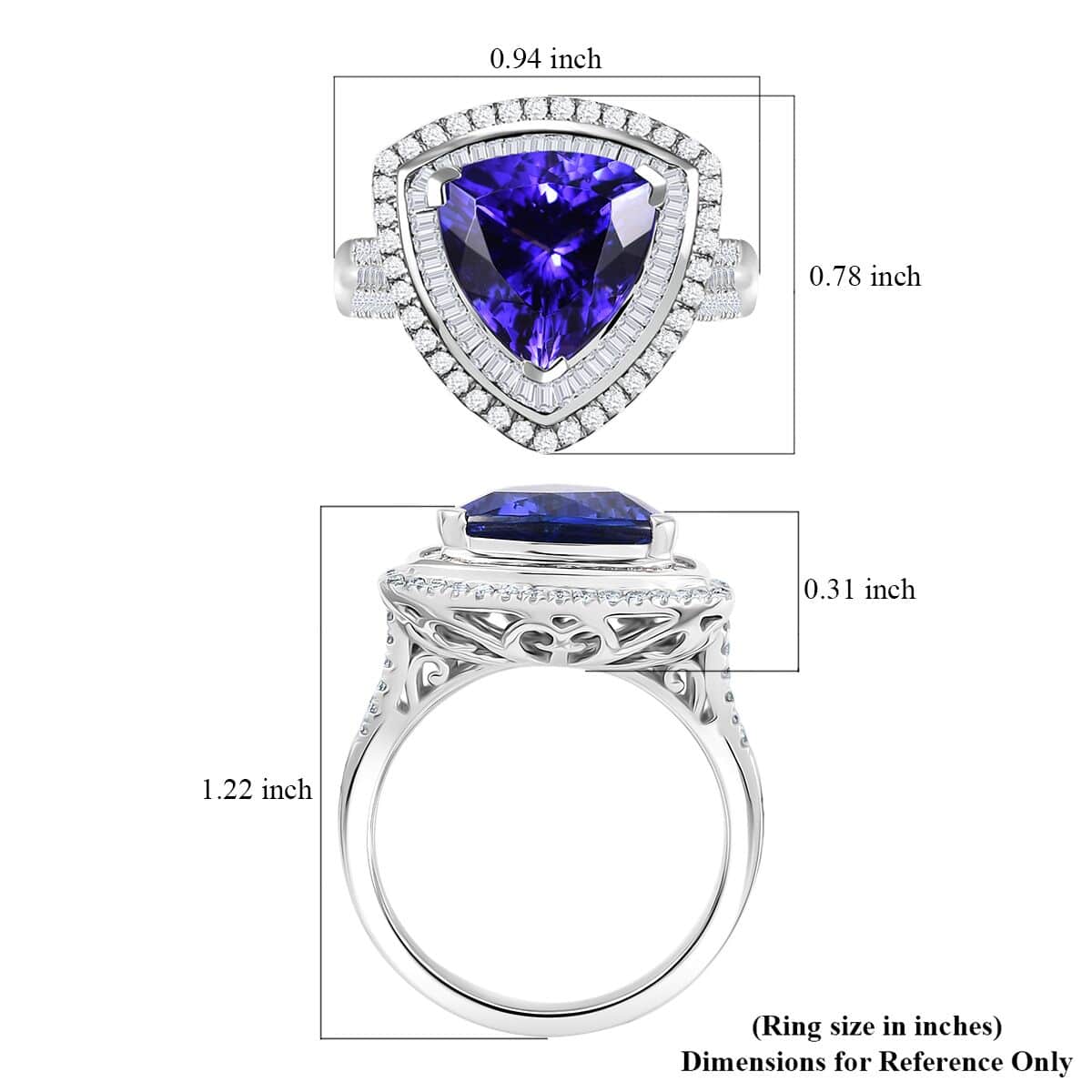 Doorbuster Certified & Appraised Rhapsody AAAA Tanzanite and E-F VS Diamond 6.40 ctw Ring in 950 Platinum (Size 10.0) 11.70 Grams image number 5