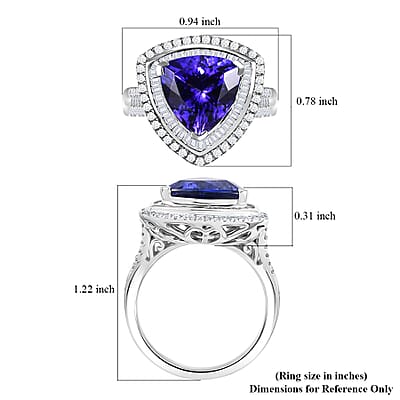 Certified & Appraised Rhapsody AAAA Tanzanite and E-F VS Diamond 6.40 ctw Ring in 950 Platinum (Size 10.0) 11.70 Grams