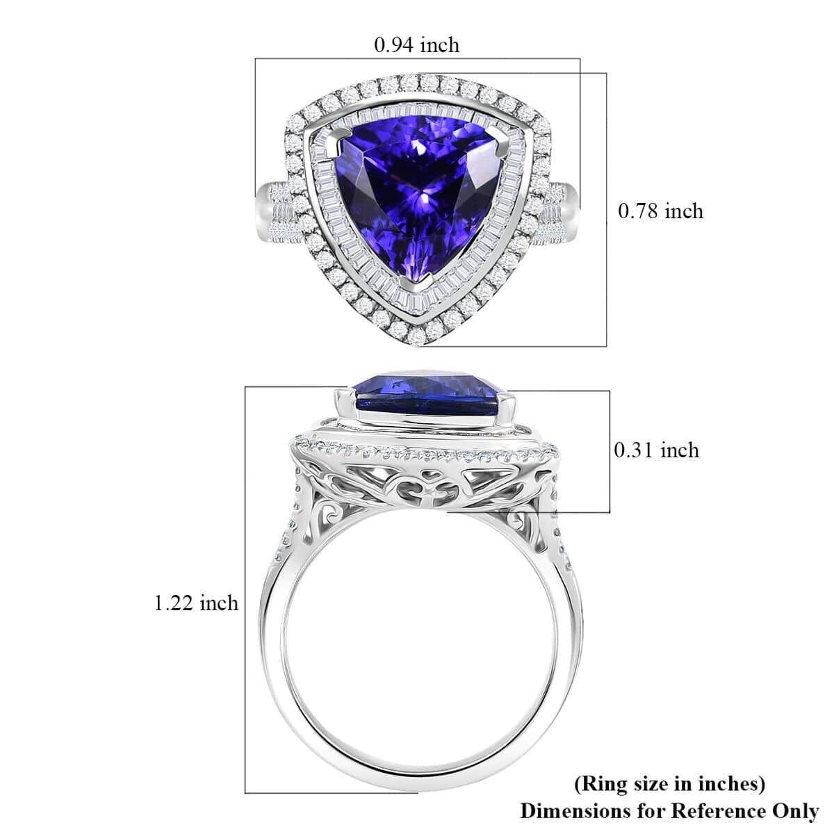 Certified & Appraised Rhapsody AAAA Tanzanite and E-F VS Diamond 6.40 ctw Ring in 950 Platinum (Size 10.5) 11.70 Grams image number 5