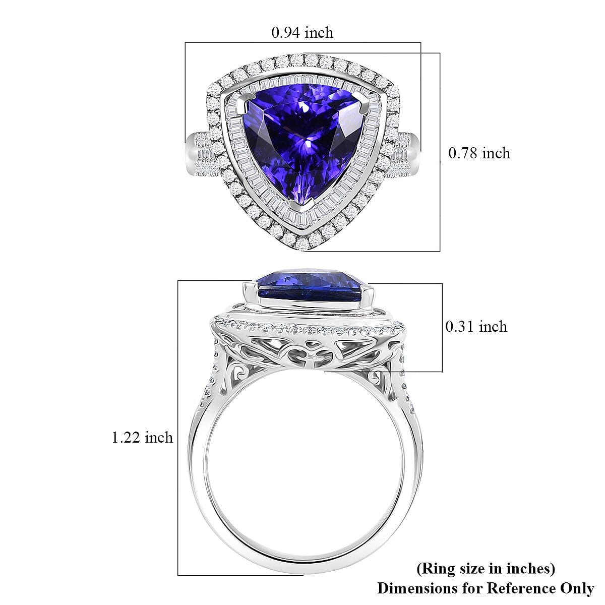 Certified & Appraised Rhapsody AAAA Tanzanite and E-F VS Diamond 6.40 ctw Ring in 950 Platinum (Size 7.0) 11.70 Grams image number 5