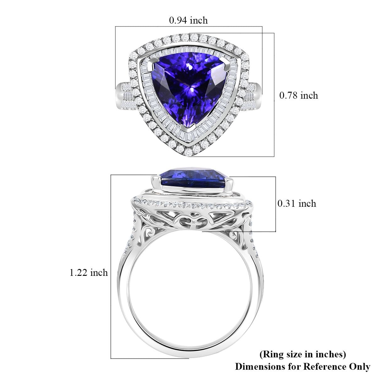 Certified & Appraised Rhapsody AAAA Tanzanite and E-F VS Diamond 6.40 ctw Ring in 950 Platinum (Size 9.0) 11.70 Grams image number 5