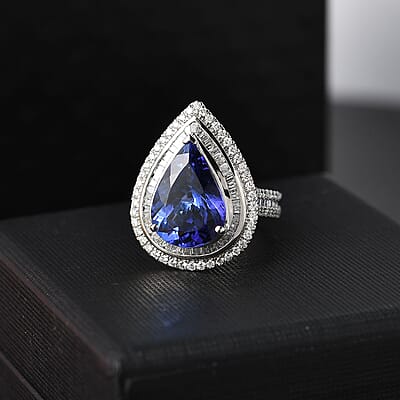 Certified & Appraised Rhapsody AAAA Tanzanite and E-F VS2 Diamond 6.32 ctw Ring in 950 Platinum (Size 10.0) 9.55 Grams