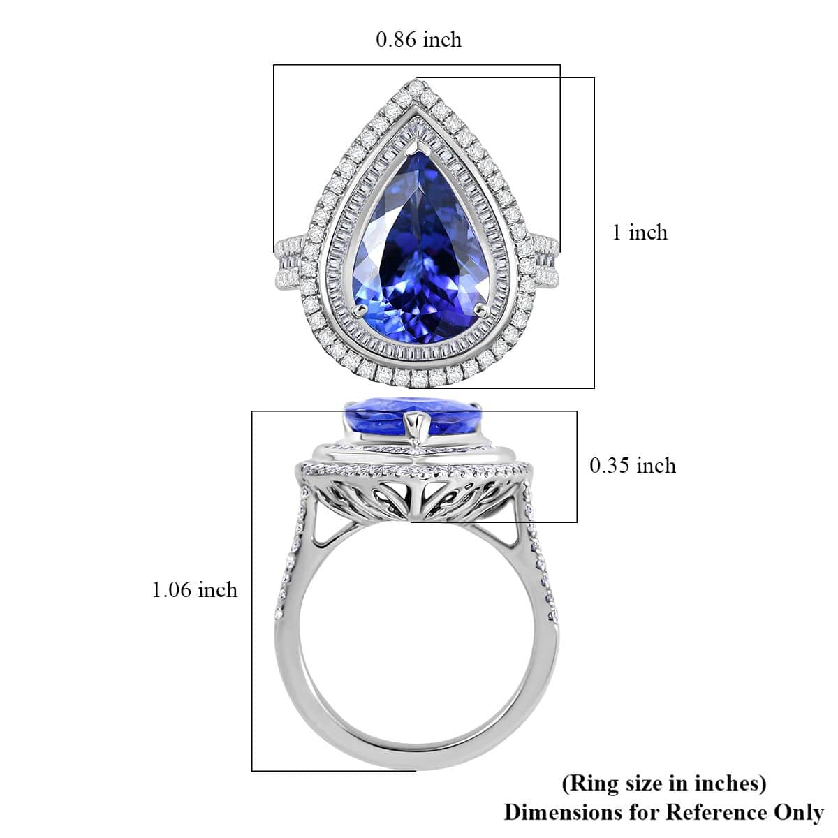 Certified & Appraised Rhapsody AAAA Tanzanite and E-F VS2 Diamond 6.32 ctw Ring in 950 Platinum (Size 10.0) 9.55 Grams image number 5