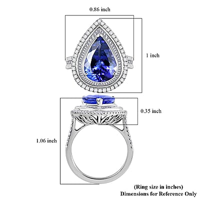 Certified & Appraised Rhapsody AAAA Tanzanite and E-F VS2 Diamond 6.32 ctw Ring in 950 Platinum (Size 10.0) 9.55 Grams