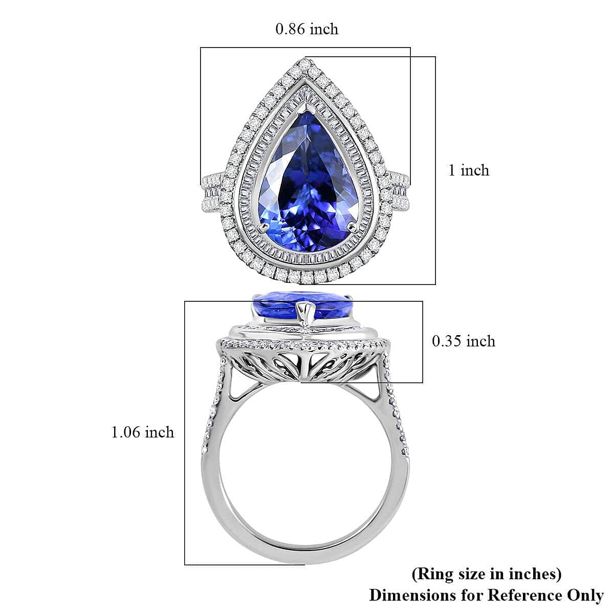 Certified & Appraised Rhapsody AAAA Tanzanite and E-F VS2 Diamond 6.32 ctw Ring in 950 Platinum (Size 6.5) 9.55 Grams image number 5
