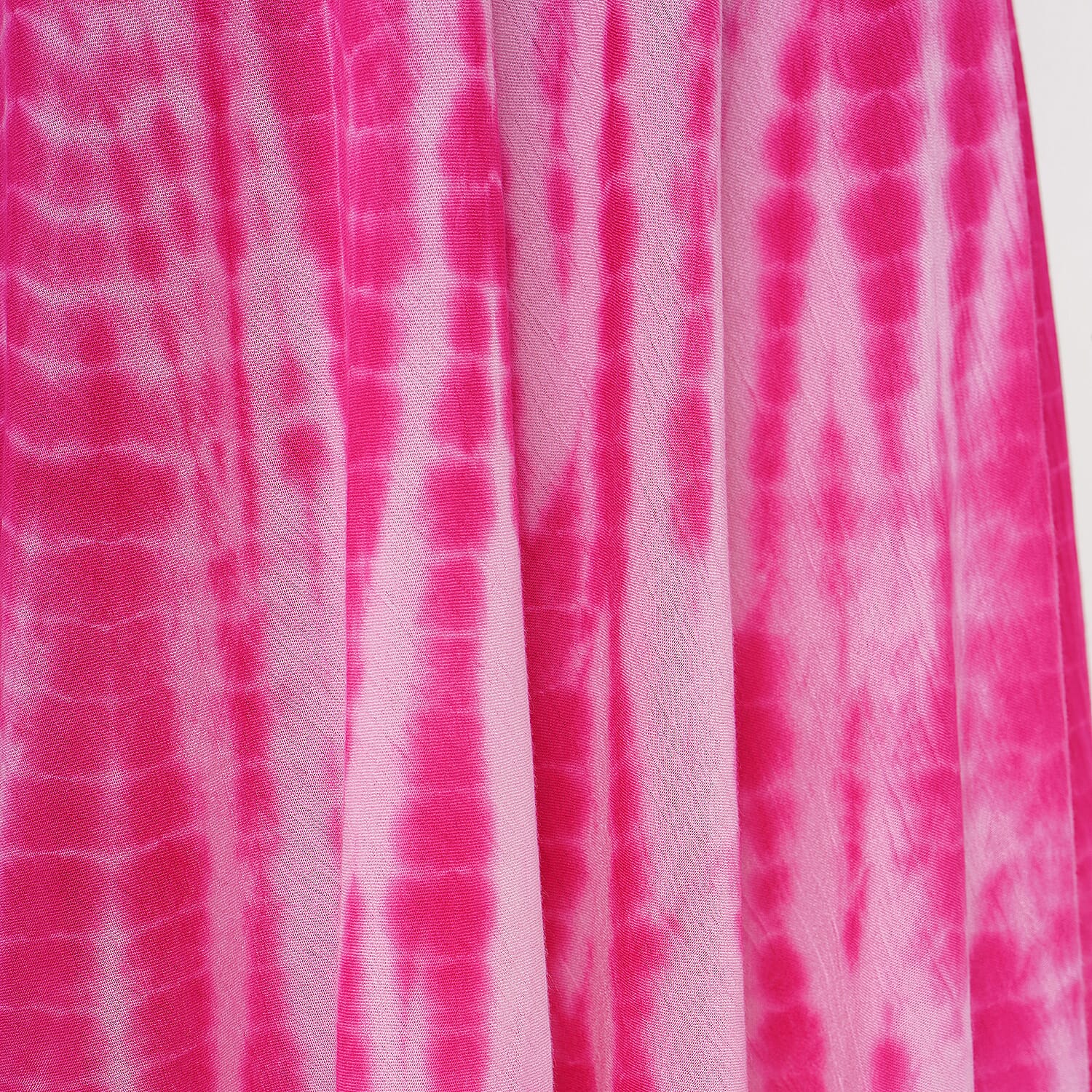 Tamsy Pink Tie Dye Umbrella Dress with Sleeves - One Size Fits Most