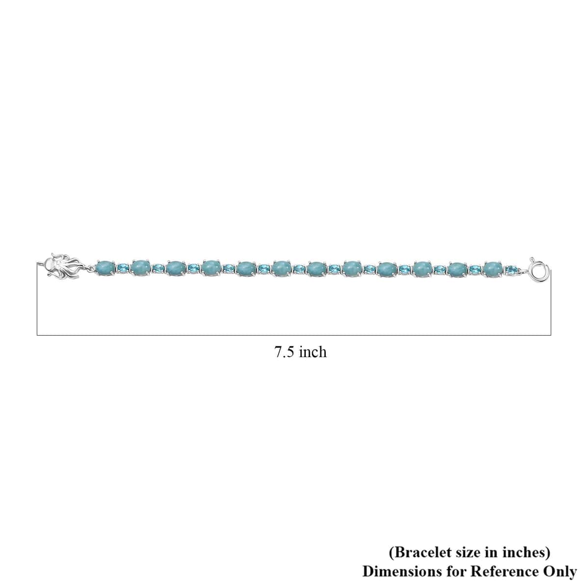 Larimar and Betroka Blue Apatite 14.30 ctw Octopus Bracelet in Rhodium Over Sterling Silver (7.25 In) image number 4