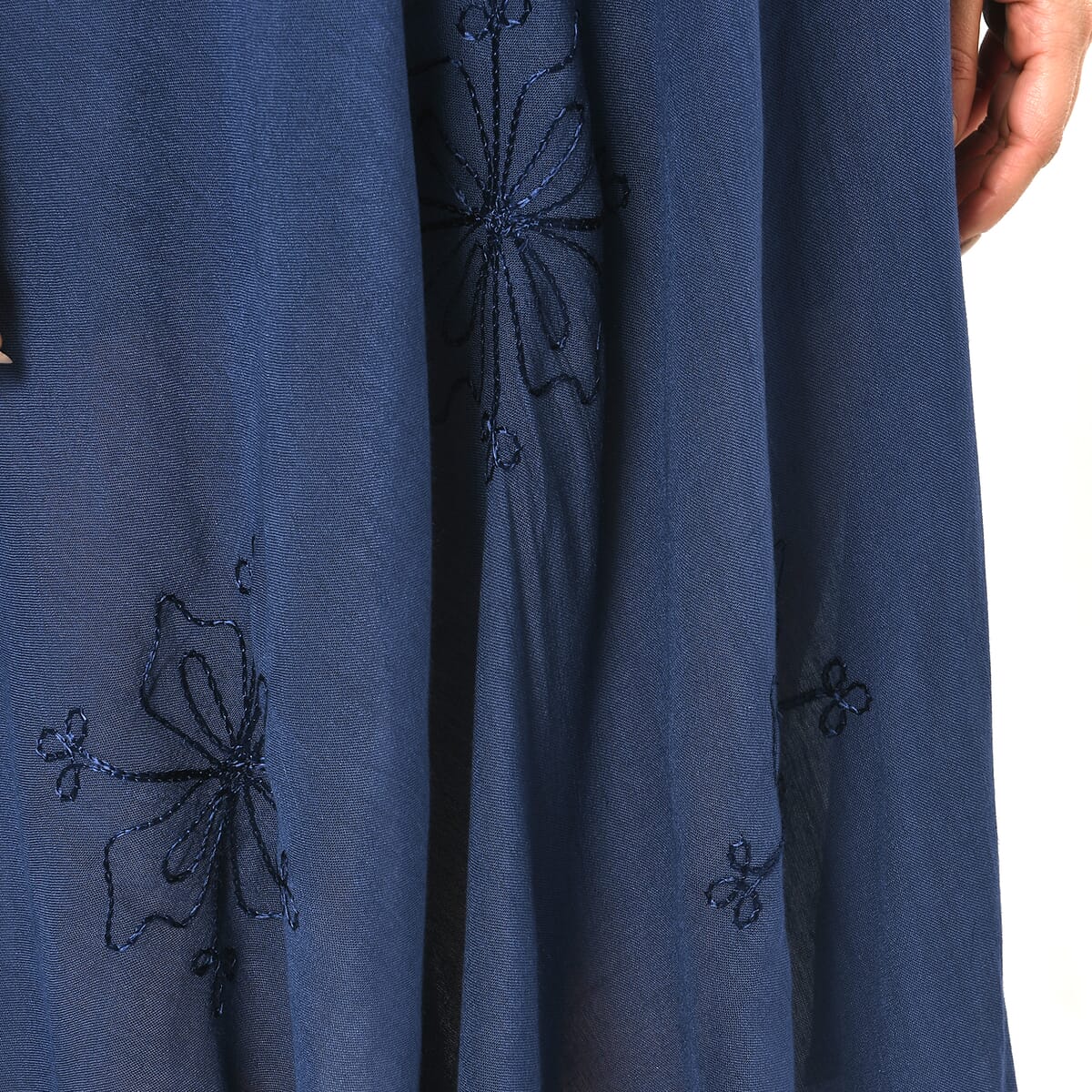 TAMSY Navy Sleeveless Solid Embroidered Umbrella Dress - One Size Fits Most image number 5