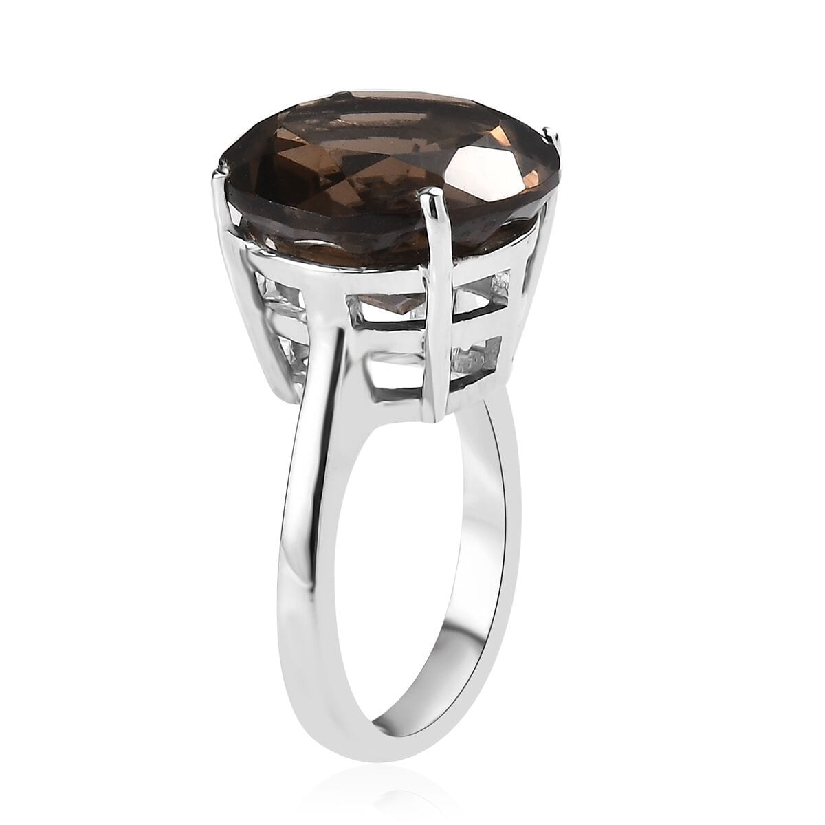 Brazilian Smoky Quartz 11.20 ctw Solitaire Ring in Stainless Steel (Size 6.0) image number 3