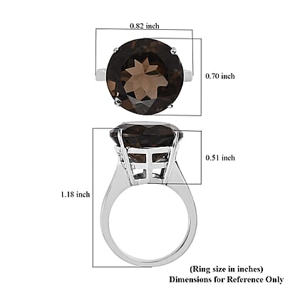 Brazilian Smoky Quartz 11.20 ctw Solitaire Ring in Stainless Steel (Size 7.0)