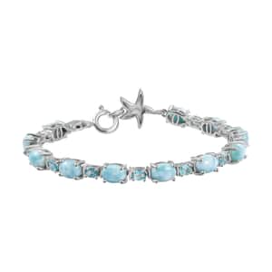 Larimar and Betroka Blue Apatite 13.10 ctw Starfish Bracelet in Rhodium Over Sterling Silver (6.50 In)