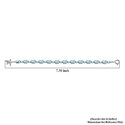 D'Joy Larimar and Betroka Blue Apatite 14.30 ctw Starfish Bracelet in Rhodium Over Sterling Silver (7.25 In)