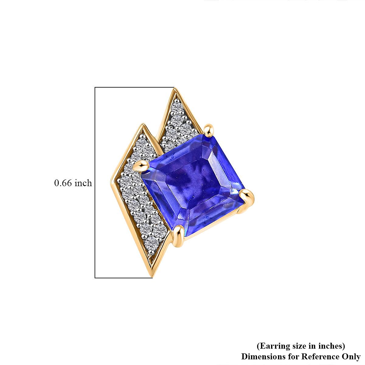 GP Amore Collection Asscher Cut Blue Quartz and Multi Gemstone 4.65 ctw Earrings in 18K Vermeil Yellow Gold Over Sterling Silver