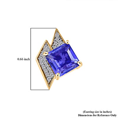 GP Amore Collection Asscher Cut Blue Quartz and Multi Gemstone 4.65 ctw Earrings in 18K Vermeil Yellow Gold Over Sterling Silver