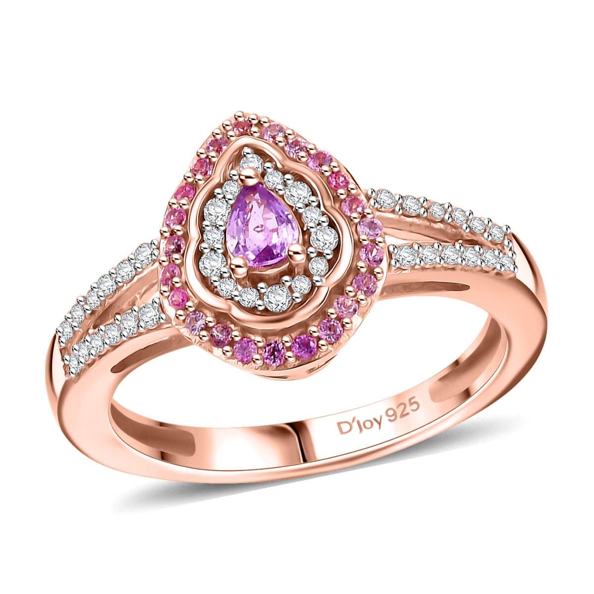 Madagascar Purple Sapphire and Multi Gemstone 0.60 ctw Radiant Bloom Ring in 18K Vermeil Rose Gold Over Sterling Silver (Size 10.0) image number 0