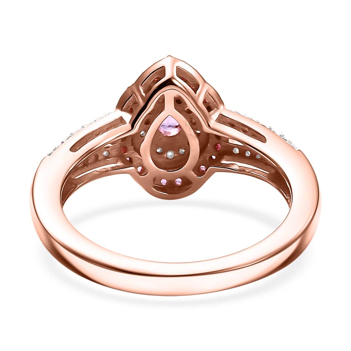 Madagascar Purple Sapphire and Multi Gemstone 0.60 ctw Radiant Bloom Ring in 18K Vermeil Rose Gold Over Sterling Silver (Size 10.0) image number 4