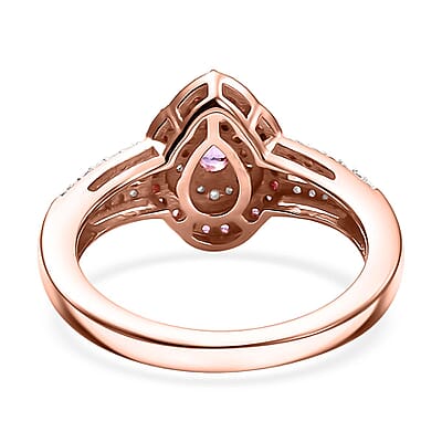 D'Joy Madagascar Purple Sapphire and Multi Gemstone 0.60 ctw Radiant Bloom Ring in 18K Vermeil Rose Gold Over Sterling Silver (Size 10.0)