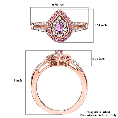 D'Joy Madagascar Purple Sapphire and Multi Gemstone 0.60 ctw Radiant Bloom Ring in 18K Vermeil Rose Gold Over Sterling Silver (Size 10.0)