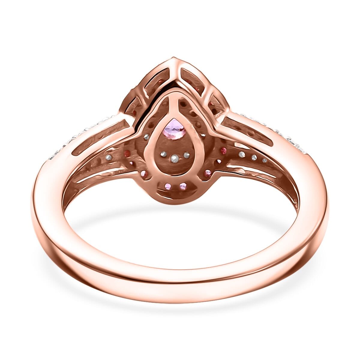 Madagascar Purple Sapphire and Multi Gemstone 0.60 ctw Radiant Bloom Ring in 18K Vermeil Rose Gold Over Sterling Silver (Size 6.0) image number 4