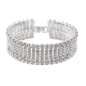 Austrian Crystal Bracelet in Silvertone (7.50 In)
