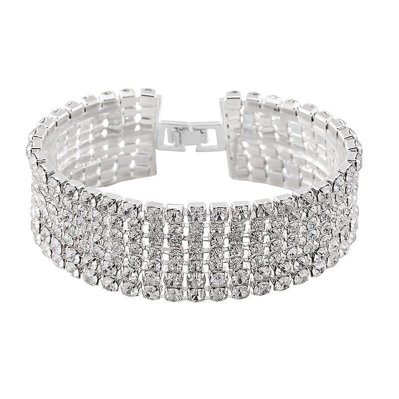 Austrian Crystal Bracelet in Silvertone (7.50 In)