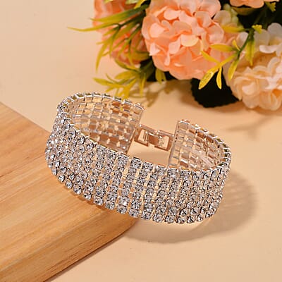 Austrian Crystal Bracelet in Silvertone (7.50 In)