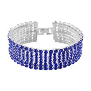 Sapphire Blue Austrian Crystal Bracelet in Silvertone (7.50 In)