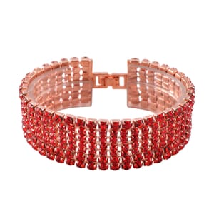Red Austrian Crystal Bracelet in Rosetone (7.50 In)