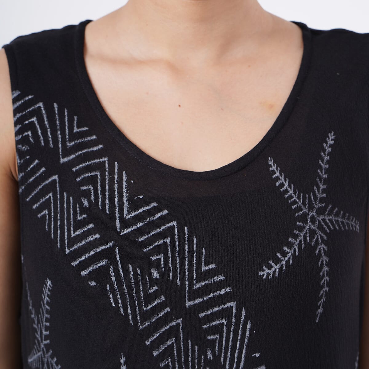 TAMSY Black Starfish Block Printed Sleeveless Umbrella Dress - One Size Fits Most image number 4