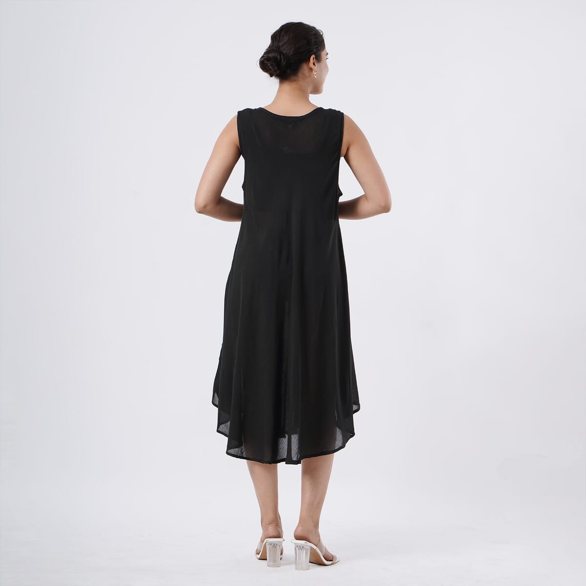 TAMSY Black Art Block Printed Sleeveless Umbrella Dress - One Size Fits Most image number 3