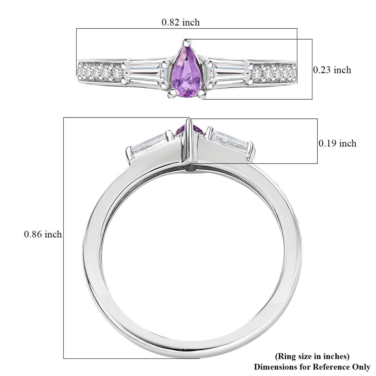 Madagascar Purple Sapphire and Moissanite 0.50 ctw Whisper Ring in Rhodium Over Sterling Silver (Size 10.0) image number 5