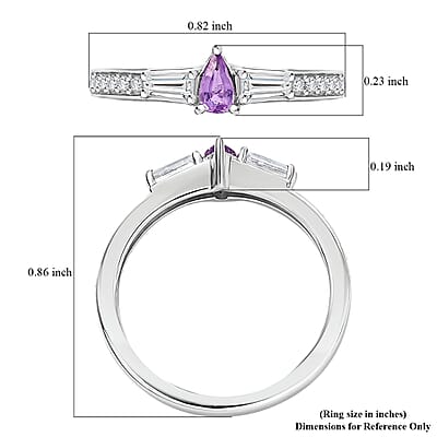 D'Joy Madagascar Purple Sapphire and Moissanite 0.50 ctw Whisper Ring in Rhodium Over Sterling Silver (Size 10.0)