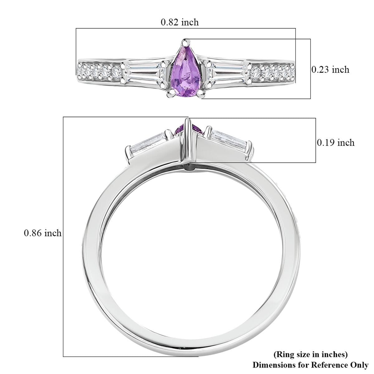 Madagascar Purple Sapphire and Moissanite 0.50 ctw Whisper Ring in Rhodium Over Sterling Silver (Size 9.0) image number 5