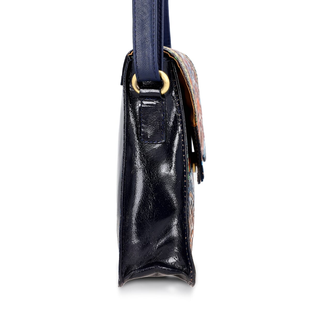 Sukriti Navy Genuine Leather Hand Painted Tooled Crossbody Bag  image number 5