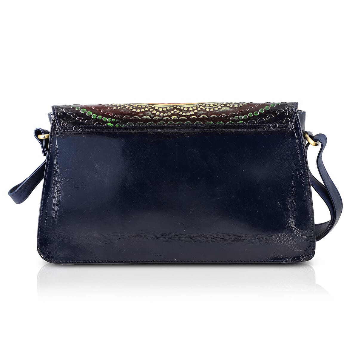 Sukriti Navy Genuine Leather Hand Painted Tooled Crossbody Bag  image number 6