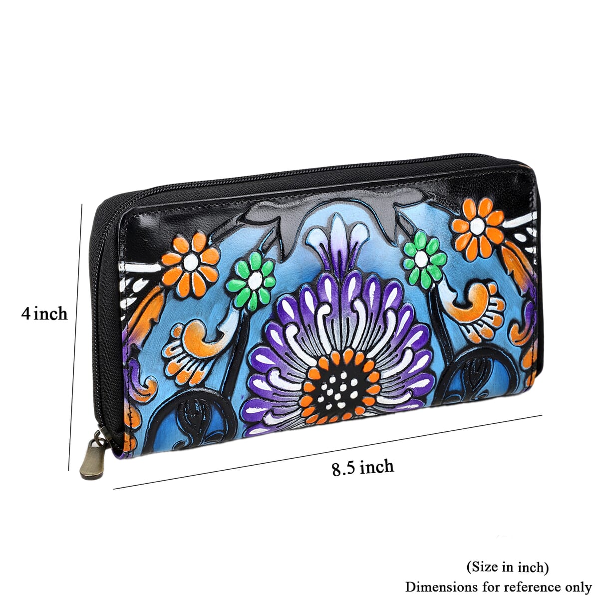 Sukriti Black RFID Protected Tooled Leather Women's Wallet  image number 2