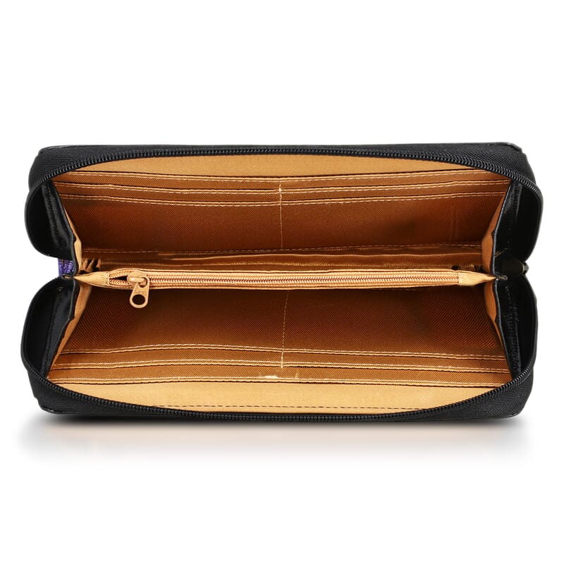 La Marey Black RFID Protected Tooled Leather Women's Wallet
