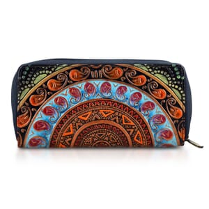 Sukriti Navy RFID Protected Tooled Leather Women's Wallet 