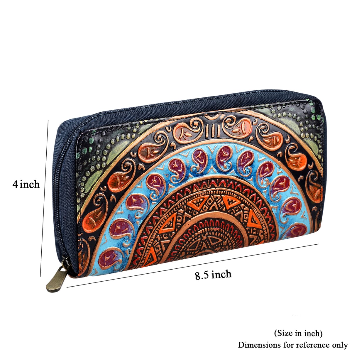 Sukriti Navy RFID Protected Tooled Leather Women's Wallet  image number 2