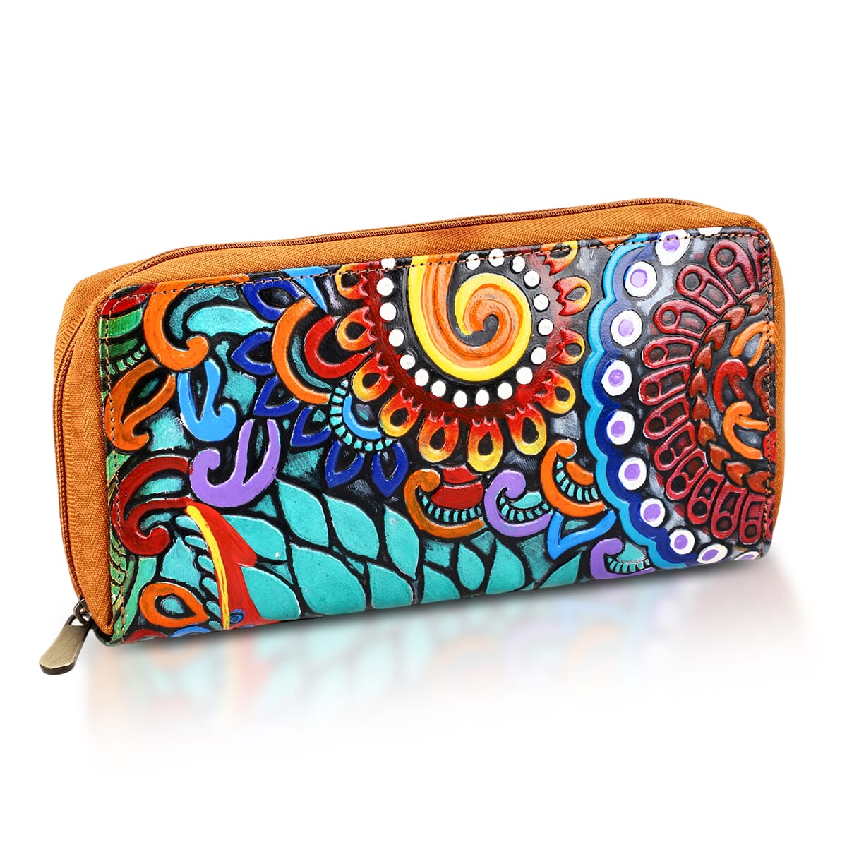 Sukriti Tan RFID Protected Tooled Leather Women's Wallet image number 5