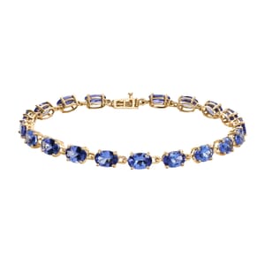 Luxoro AAA Tanzanite 9.10 ctw Tennis Bracelet in 10K Yellow Gold (6.50 In)